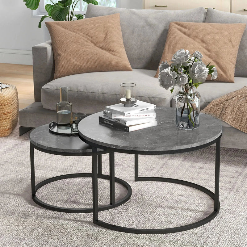 Aosom Nesting Table Modern Nesting Coffee Tables (Set of 2) - Available in 3 Colours