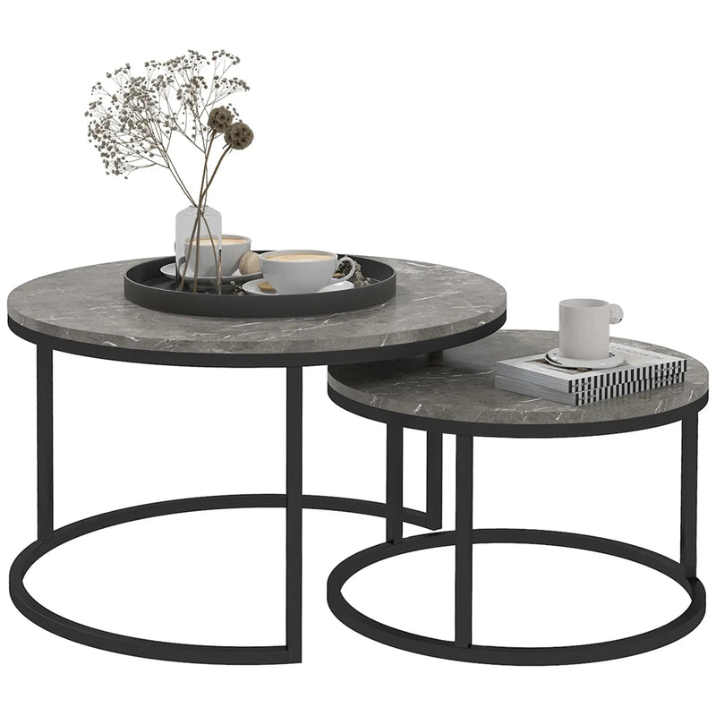 Aosom Nesting Table Modern Nesting Coffee Tables (Set of 2) - Available in 3 Colours