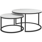 Aosom Nesting Table White Modern Nesting Coffee Tables (Set of 2) - Available in 3 Colours