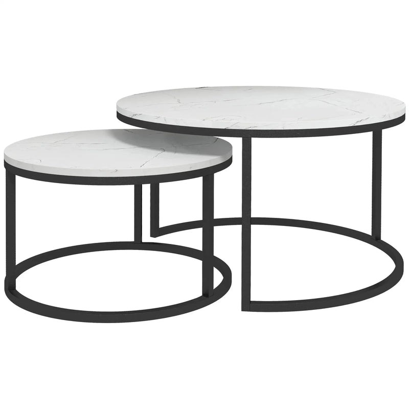 Aosom Nesting Table White Modern Nesting Coffee Tables (Set of 2) - Available in 3 Colours