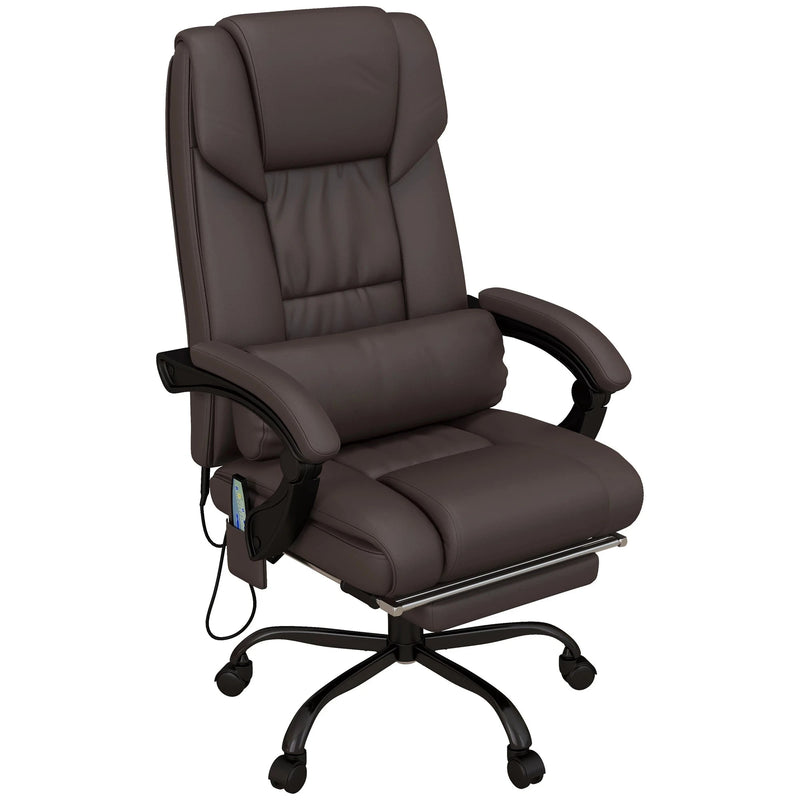 Aosom Office Chair 6-Point Vibration Massage Faux Leather Office Chair in Brown