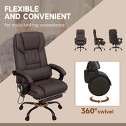 Aosom Office Chair 6-Point Vibration Massage Faux Leather Office Chair in Brown