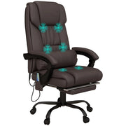 Aosom Office Chair 6-Point Vibration Massage Faux Leather Office Chair in Brown