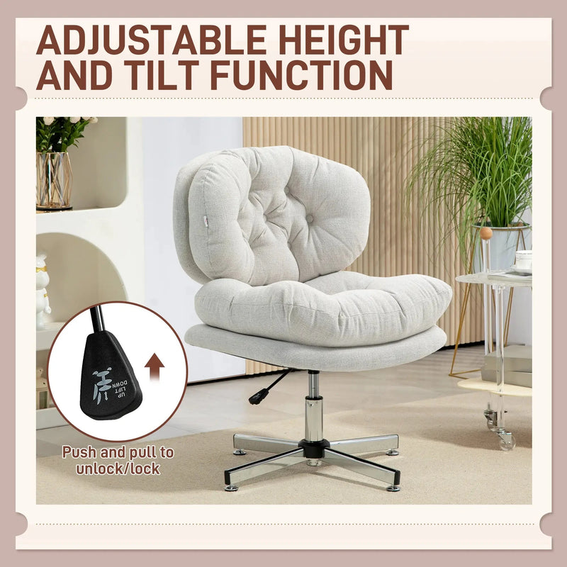 Aosom Office Chair Armless Office Chair with Wide Padded Seat and Adjustable Height - Available in 2 Colours