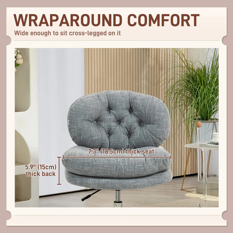 Aosom Office Chair Armless Office Chair with Wide Padded Seat and Adjustable Height - Available in 2 Colours