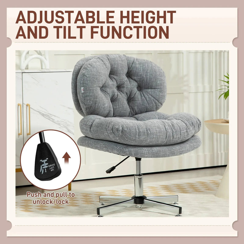 Aosom Office Chair Armless Office Chair with Wide Padded Seat and Adjustable Height - Available in 2 Colours