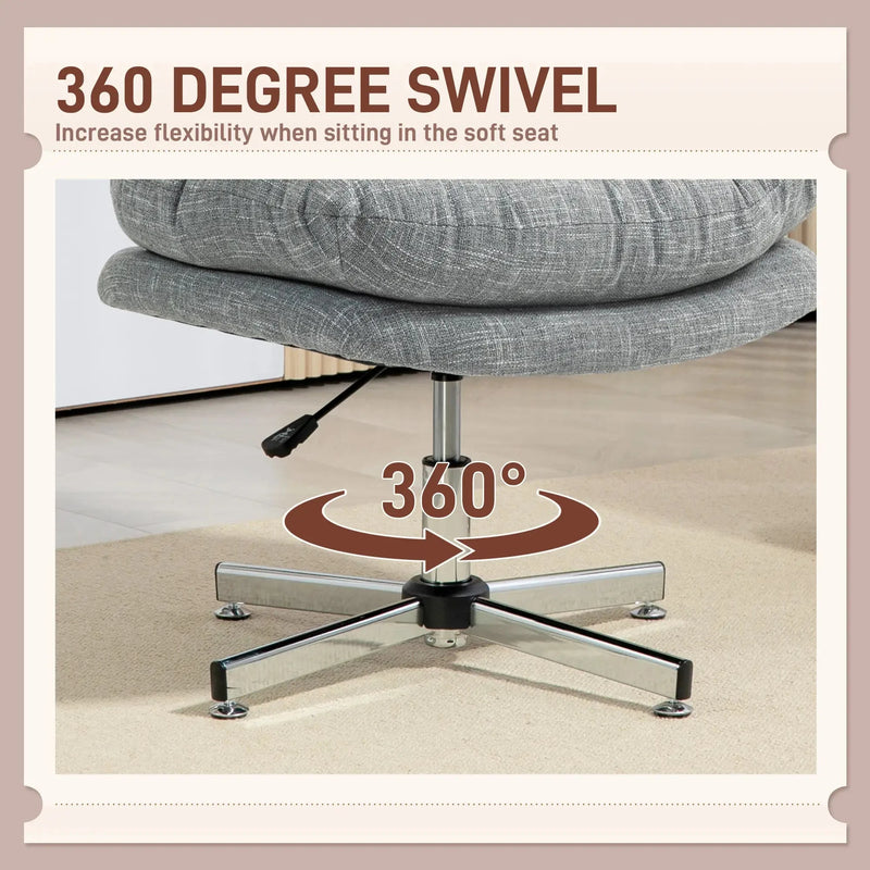 Aosom Office Chair Armless Office Chair with Wide Padded Seat and Adjustable Height - Available in 2 Colours