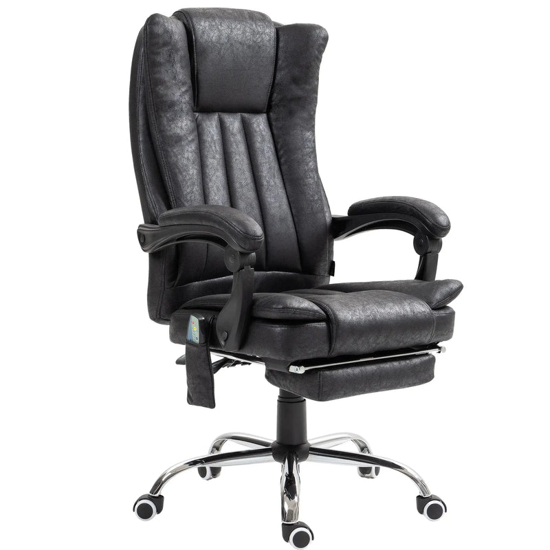Aosom Office Chair Black Micro Fiber Massage Office Chair with 6-Point Vibration - Available in 3 Colours