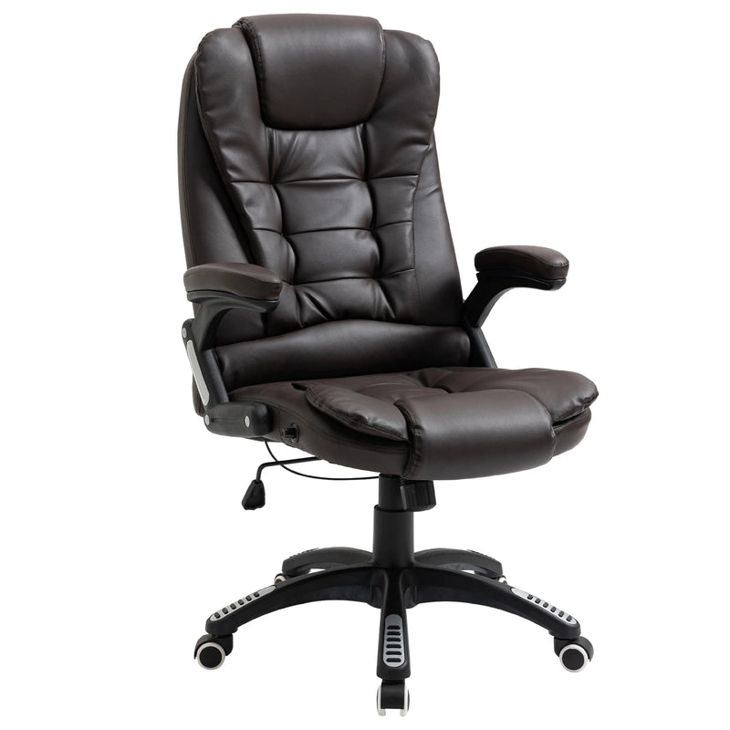 Aosom Office Chair Brown Executive High Back Faux Leather Office Chair with Swivel Seat and Adjustable Height - Available in 2 Colours