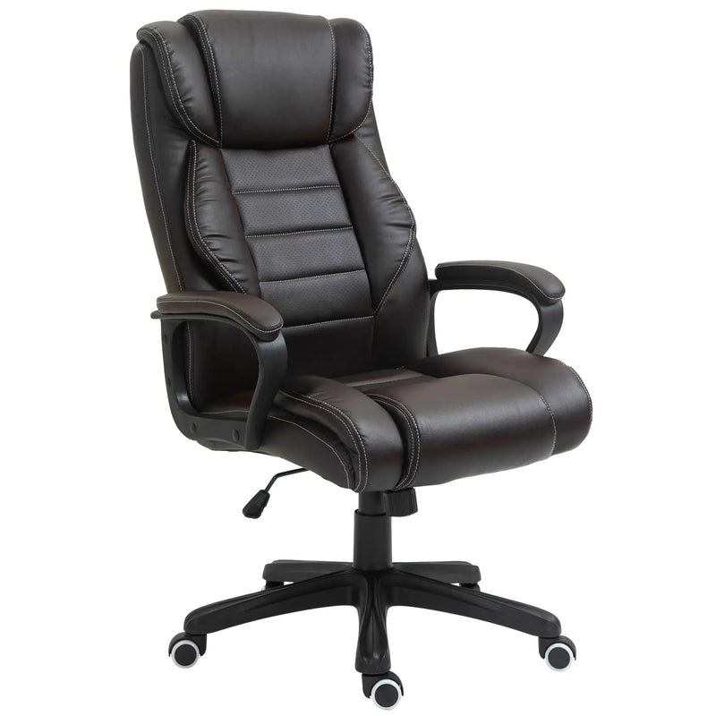 Aosom Office Chair Brown High Back Executive Faux Leather Massage Office Chair with 6-Point Vibration and Swivel Seat - Available in 2 Colours