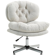 Aosom Office Chair Cream White Armless Office Chair with Wide Padded Seat and Adjustable Height - Available in 2 Colours