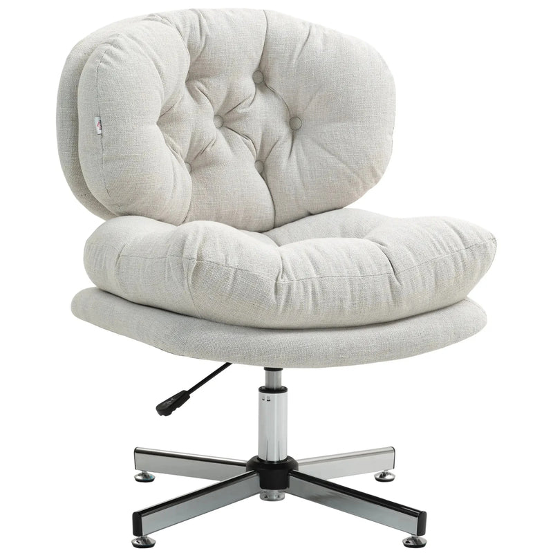 Aosom Office Chair Cream White Armless Office Chair with Wide Padded Seat and Adjustable Height - Available in 2 Colours