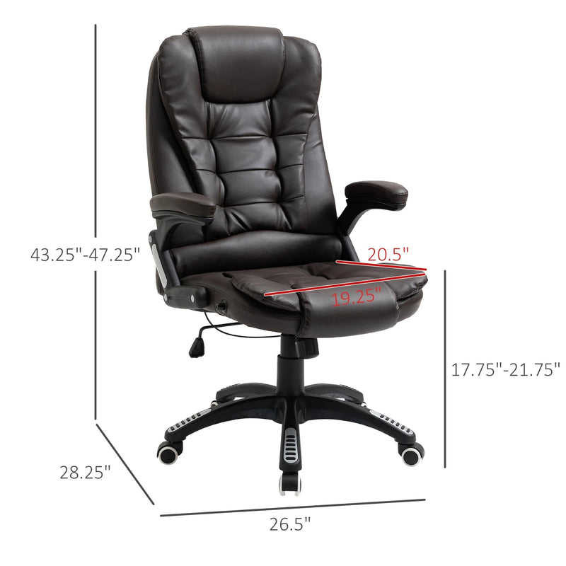 Aosom Office Chair Executive High Back Faux Leather Office Chair with Swivel Seat and Adjustable Height - Available in 2 Colours