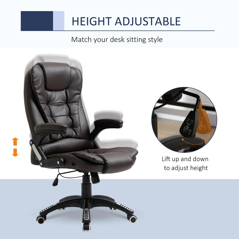 Aosom Office Chair Executive High Back Faux Leather Office Chair with Swivel Seat and Adjustable Height - Available in 2 Colours