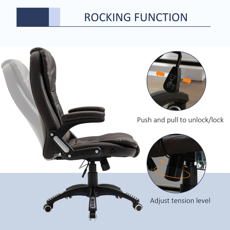Aosom Office Chair Executive High Back Faux Leather Office Chair with Swivel Seat and Adjustable Height - Available in 2 Colours