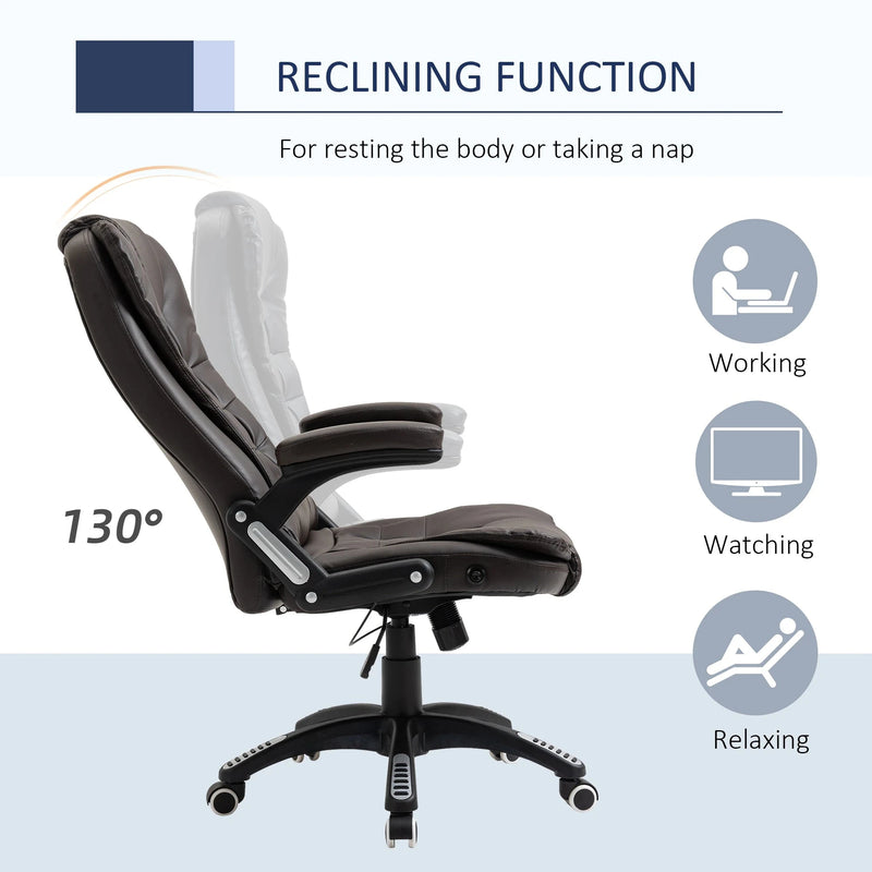 Aosom Office Chair Executive High Back Faux Leather Office Chair with Swivel Seat and Adjustable Height - Available in 2 Colours