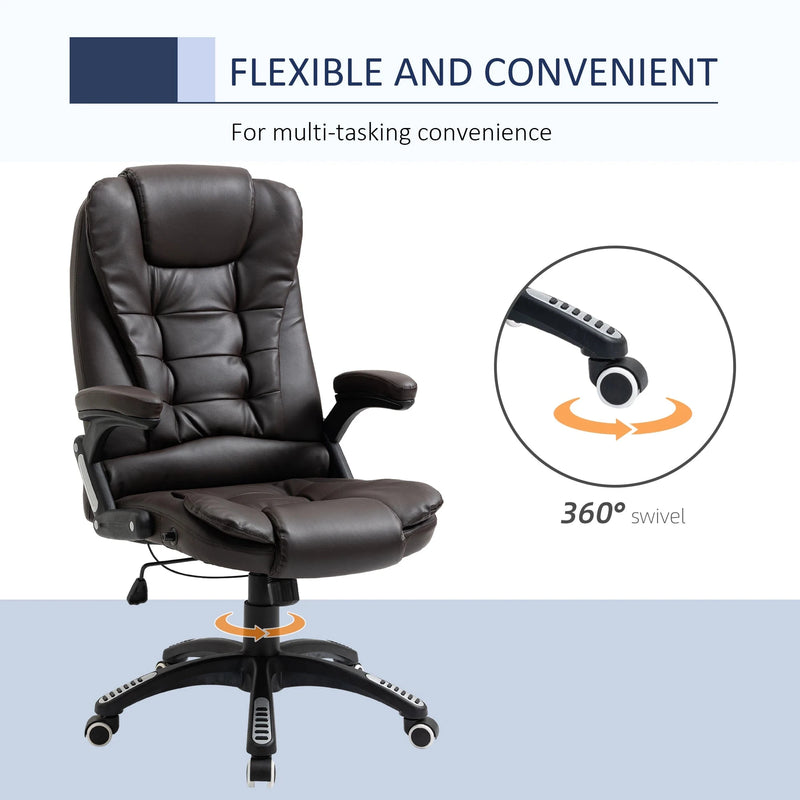 Aosom Office Chair Executive High Back Faux Leather Office Chair with Swivel Seat and Adjustable Height - Available in 2 Colours