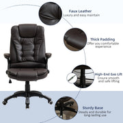 Aosom Office Chair Executive High Back Faux Leather Office Chair with Swivel Seat and Adjustable Height - Available in 2 Colours