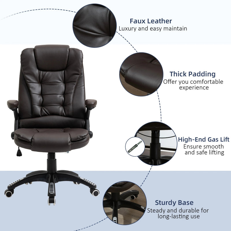 Aosom Office Chair Executive High Back Faux Leather Office Chair with Swivel Seat and Adjustable Height - Available in 2 Colours