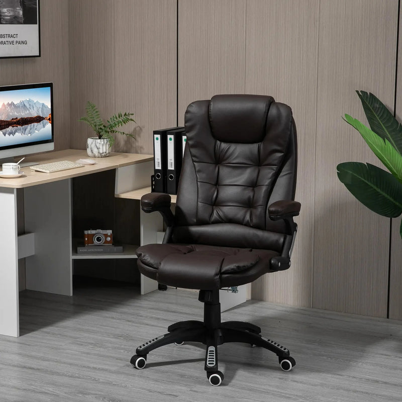 Aosom Office Chair Executive High Back Faux Leather Office Chair with Swivel Seat and Adjustable Height - Available in 2 Colours