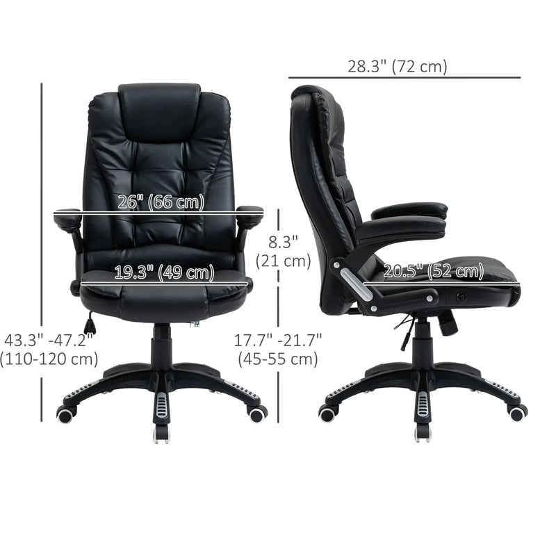 Aosom Office Chair Executive High Back Faux Leather Office Chair with Swivel Seat and Adjustable Height - Available in 2 Colours