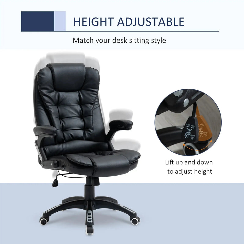 Aosom Office Chair Executive High Back Faux Leather Office Chair with Swivel Seat and Adjustable Height - Available in 2 Colours