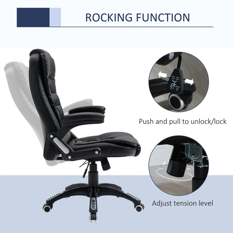 Aosom Office Chair Executive High Back Faux Leather Office Chair with Swivel Seat and Adjustable Height - Available in 2 Colours