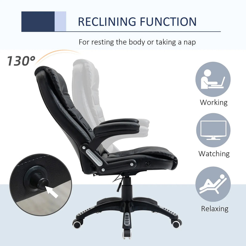 Aosom Office Chair Executive High Back Faux Leather Office Chair with Swivel Seat and Adjustable Height - Available in 2 Colours