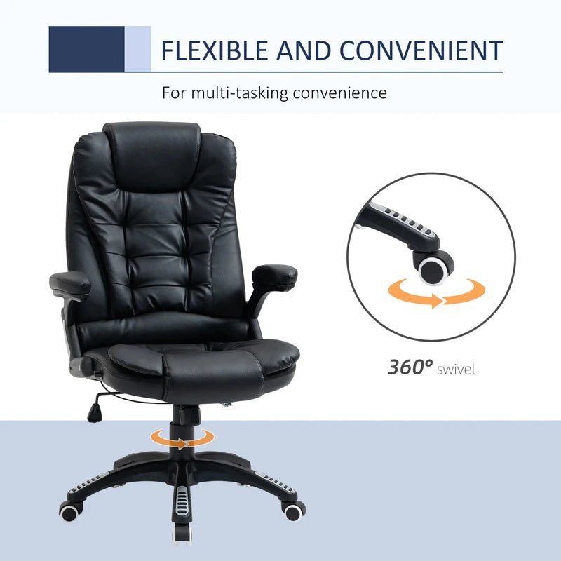 Aosom Office Chair Executive High Back Faux Leather Office Chair with Swivel Seat and Adjustable Height - Available in 2 Colours