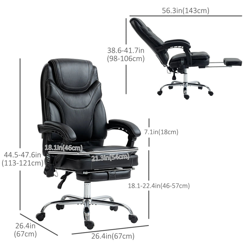 Aosom Office Chair Faux Leather Heated Massage Office Chair With 6 Point Vibration - Available in 2 Colours