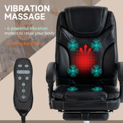 Aosom Office Chair Faux Leather Heated Massage Office Chair With 6 Point Vibration - Available in 2 Colours