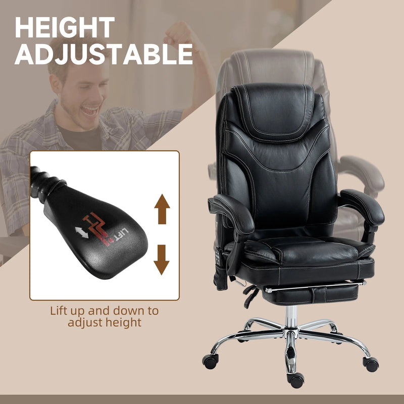 Aosom Office Chair Faux Leather Heated Massage Office Chair With 6 Point Vibration - Available in 2 Colours