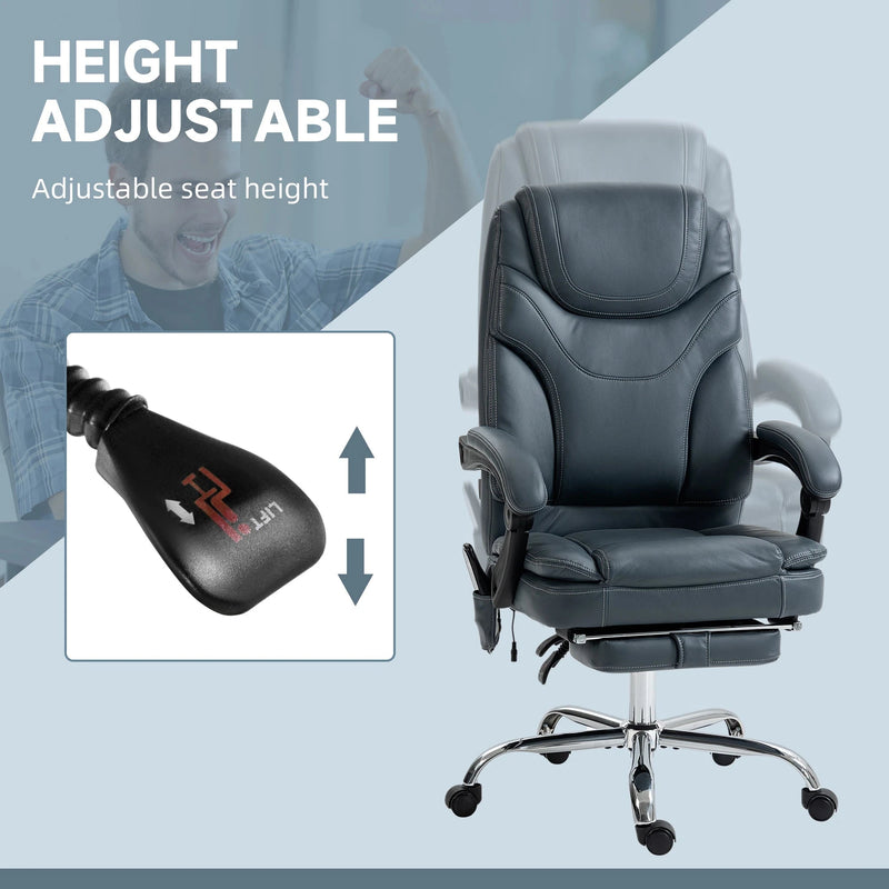 Aosom Office Chair Faux Leather Heated Massage Office Chair With 6 Point Vibration - Available in 2 Colours