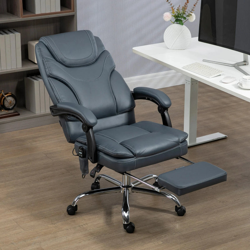 Aosom Office Chair Faux Leather Heated Massage Office Chair With 6 Point Vibration - Available in 2 Colours