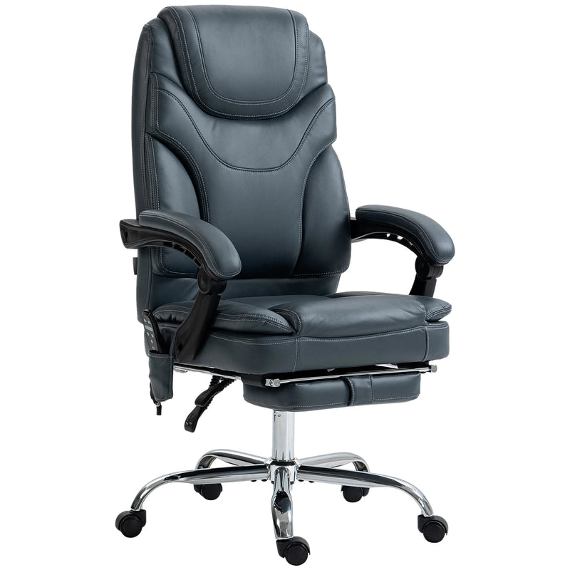 Aosom Office Chair Grey Faux Leather Heated Massage Office Chair With 6 Point Vibration - Available in 2 Colours