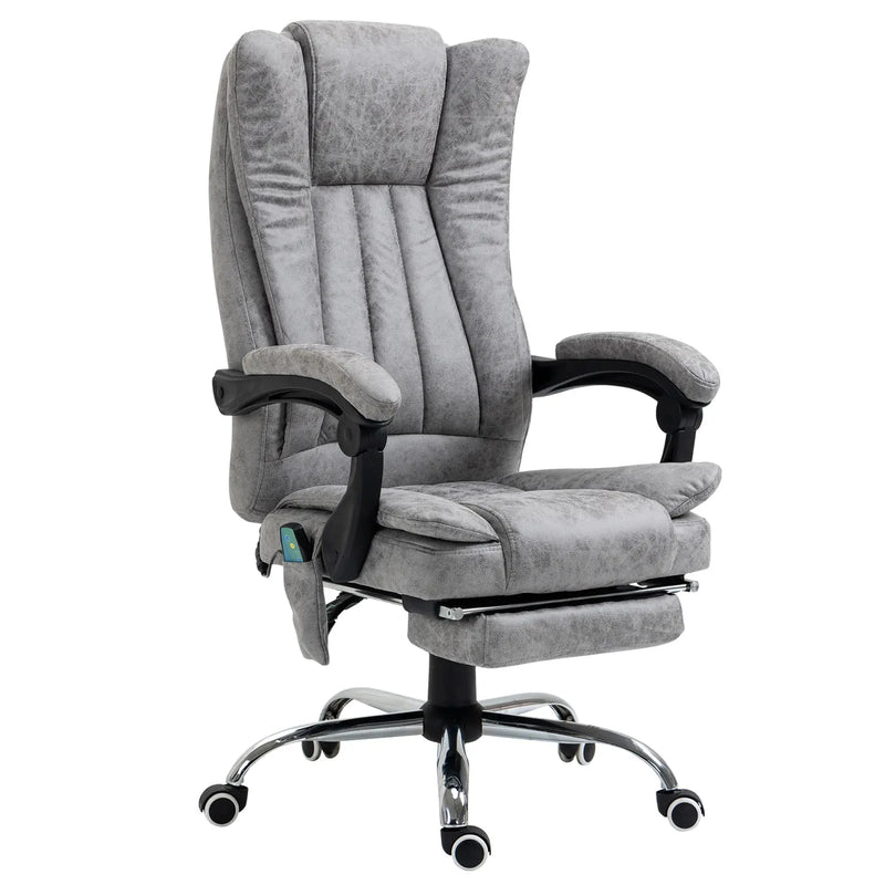 Aosom Office Chair Grey Micro Fiber Massage Office Chair with 6-Point Vibration - Available in 3 Colours