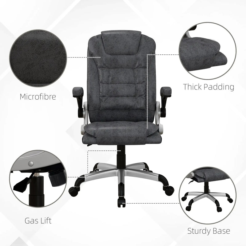 Aosom Office Chair Heavy Duty Microfibre Office Chair in Charcoal Grey