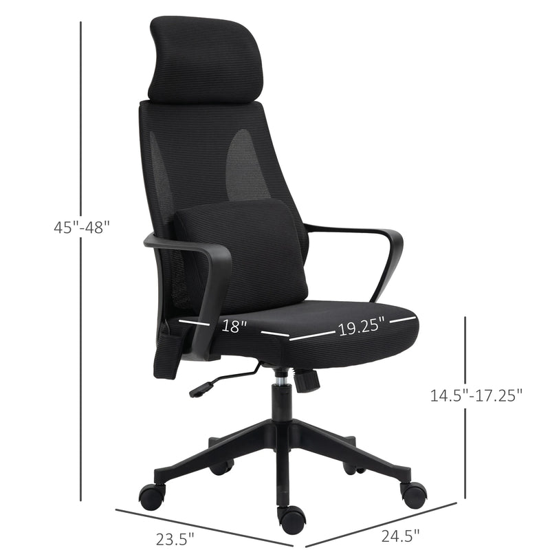 Aosom Office Chair High Back Ergonomic Executive Office Chair with Massage Lumbar Support
