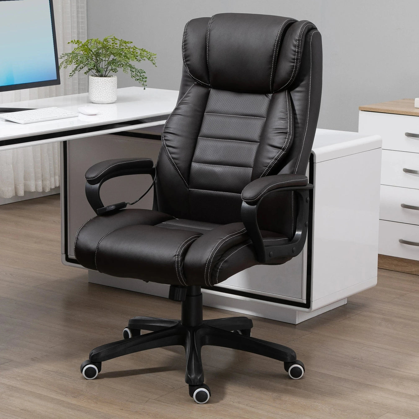 Aosom High Back Executive Faux Leather Massage Office Chair with 6 Point Vibration and Swivel Seat, image 1