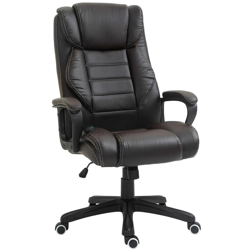 Aosom Office Chair High Back Executive Faux Leather Massage Office Chair with 6-Point Vibration and Swivel Seat - Available in 2 Colours