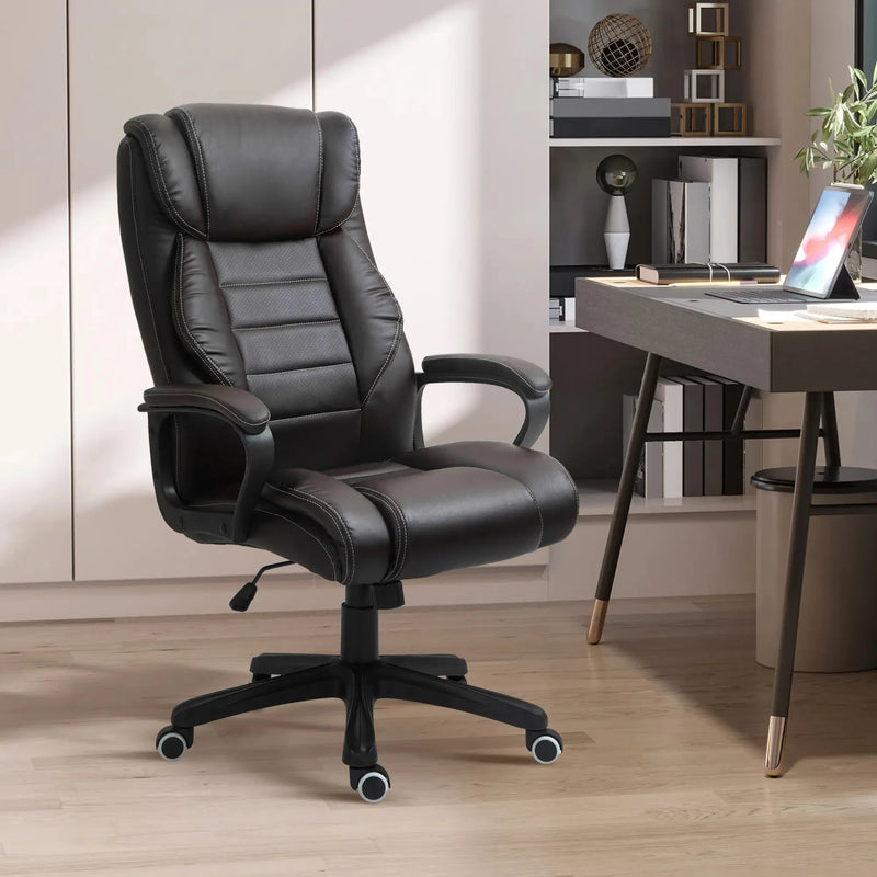 Aosom Office Chair High Back Executive Faux Leather Massage Office Chair with 6-Point Vibration and Swivel Seat - Available in 2 Colours