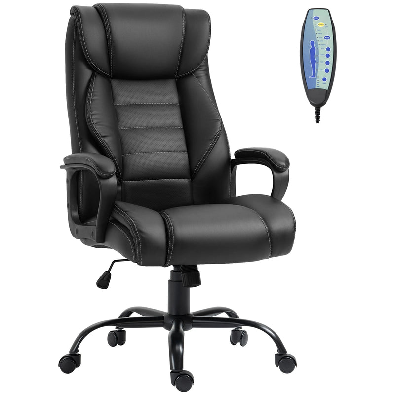 Aosom Office Chair High Back Executive Faux Leather Massage Office Chair with 6-Point Vibration and Swivel Seat - Available in 2 Colours