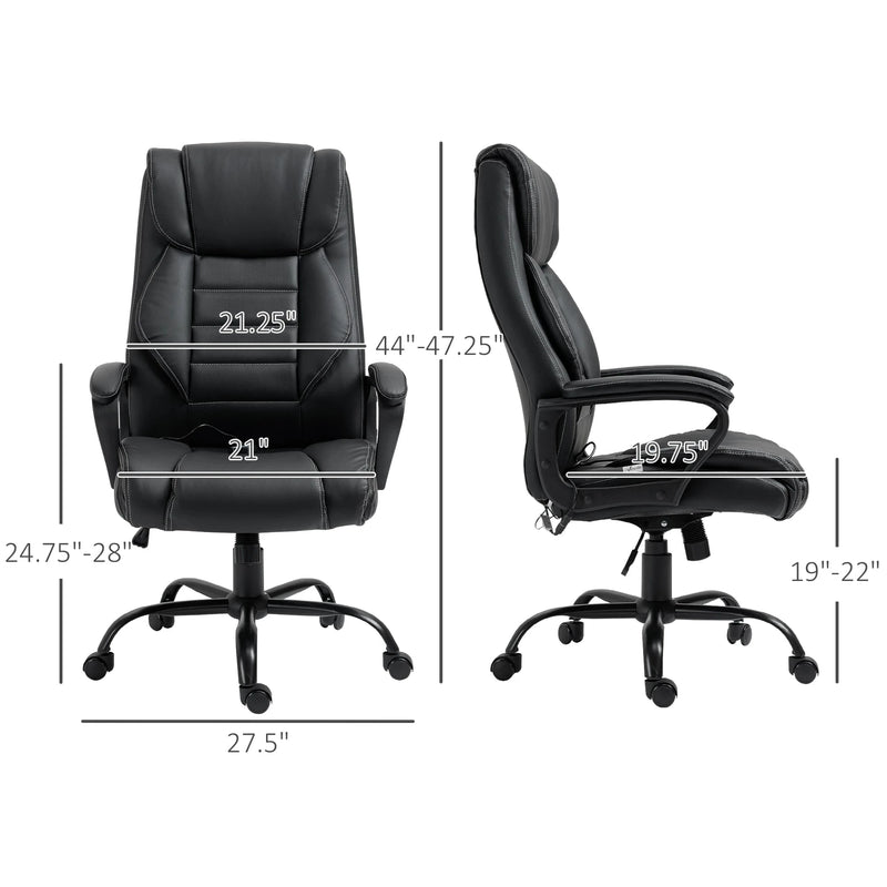 Aosom Office Chair High Back Executive Faux Leather Massage Office Chair with 6-Point Vibration and Swivel Seat - Available in 2 Colours