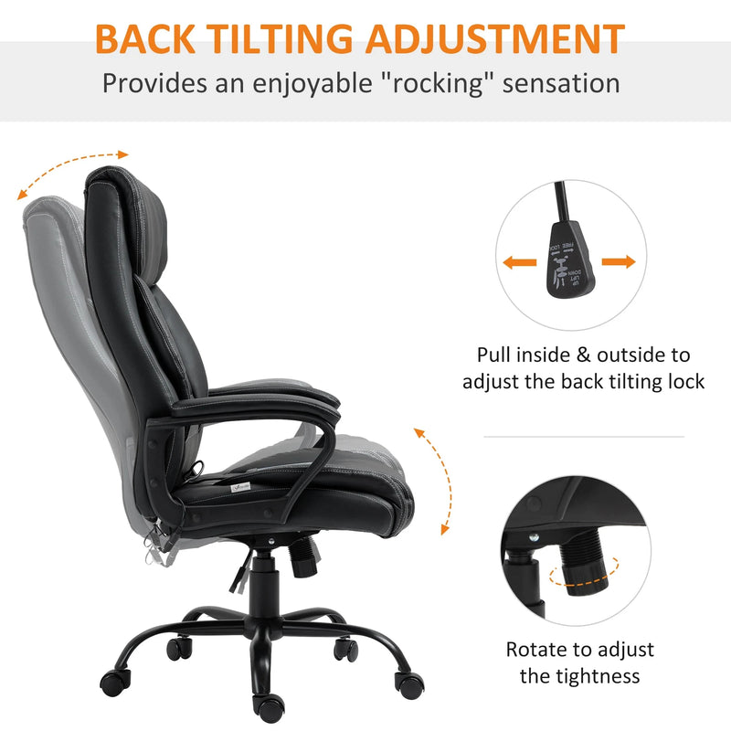 Aosom Office Chair High Back Executive Faux Leather Massage Office Chair with 6-Point Vibration and Swivel Seat - Available in 2 Colours