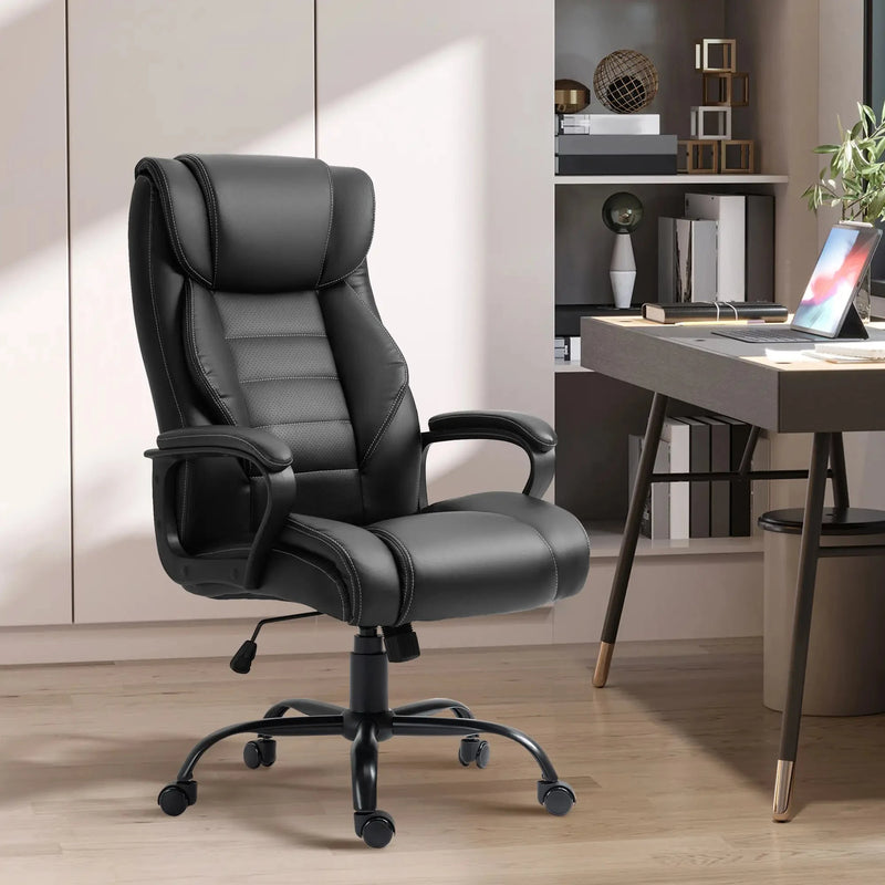 Aosom Office Chair High Back Executive Faux Leather Massage Office Chair with 6-Point Vibration and Swivel Seat - Available in 2 Colours