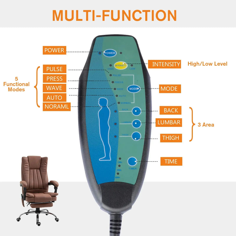 Aosom Office Chair Micro Fiber Massage Office Chair with 6-Point Vibration - Available in 3 Colours