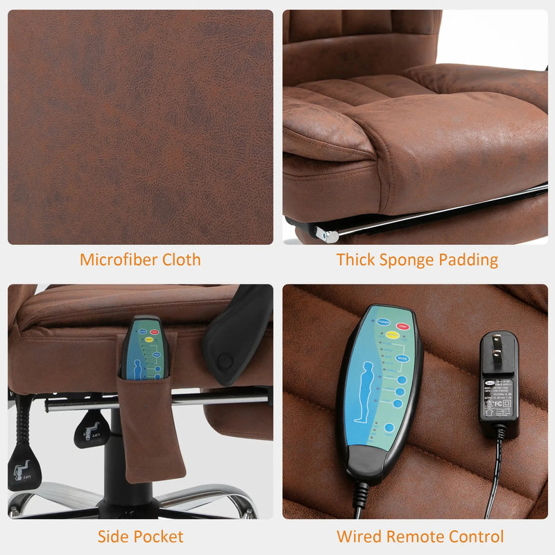 Aosom Office Chair Micro Fiber Massage Office Chair with 6-Point Vibration - Available in 3 Colours