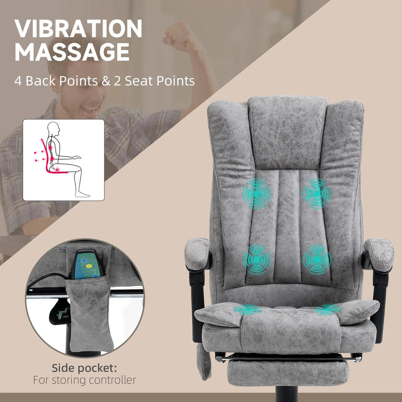 Aosom Office Chair Micro Fiber Massage Office Chair with 6-Point Vibration - Available in 3 Colours
