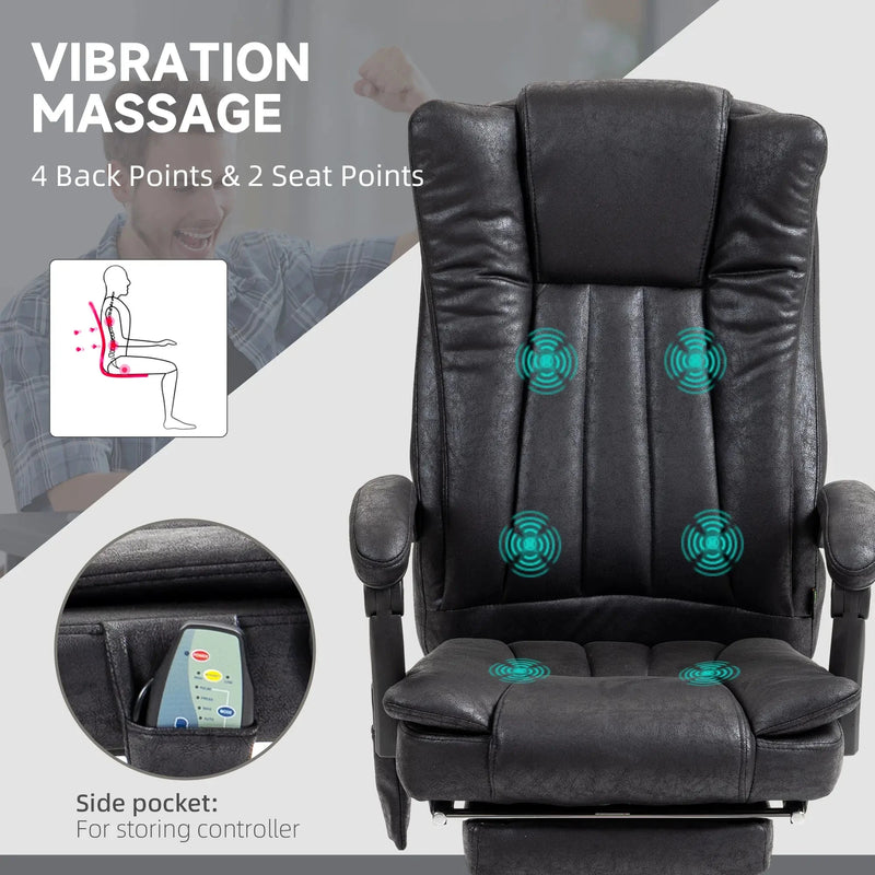 Aosom Office Chair Micro Fiber Massage Office Chair with 6-Point Vibration - Available in 3 Colours