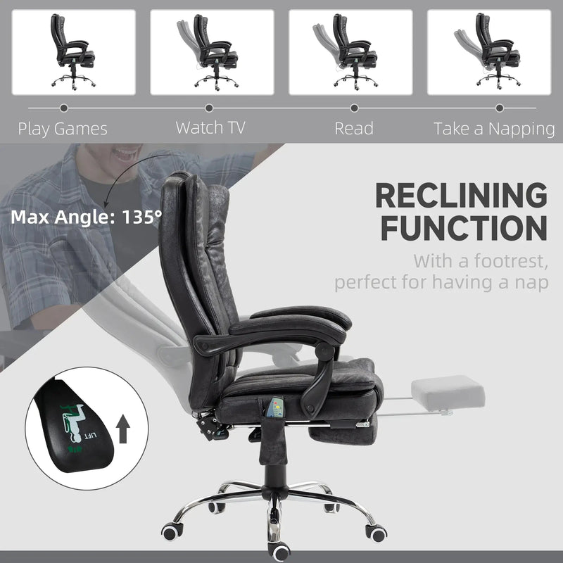 Aosom Office Chair Micro Fiber Massage Office Chair with 6-Point Vibration - Available in 3 Colours